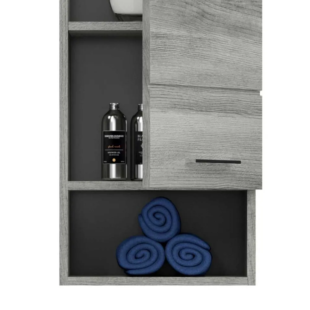 Wohnen Badschränke|Schränke*Grauer Hängeschrank mit Tür und Fach - Baloon