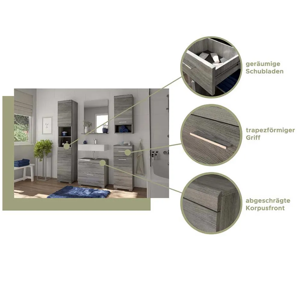 Wohnen Badschränke|Schränke*Grauer Hängeschrank mit Tür und Fach - Baloon