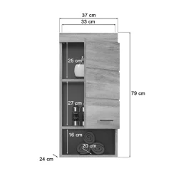 Wohnen Badschränke|Schränke*Grauer Hängeschrank mit Tür und Fach - Baloon