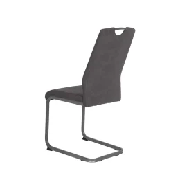 Wohnen Küchenstühle|Esszimmerstühle*Grauer Microfaser Stuhl mit Schwingfuß - Racelyn (Set)