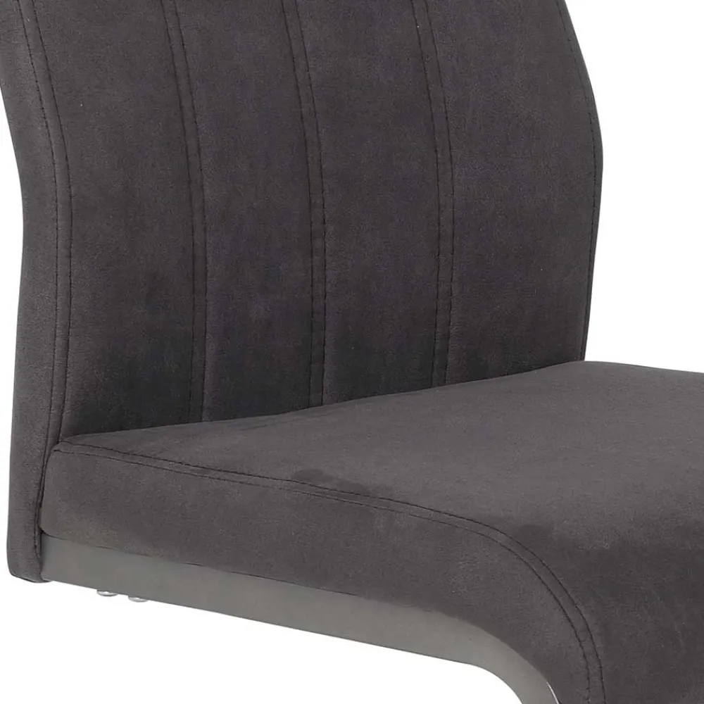 Wohnen Küchenstühle|Esszimmerstühle*Grauer Microfaser Stuhl mit Schwingfuß - Racelyn (Set)