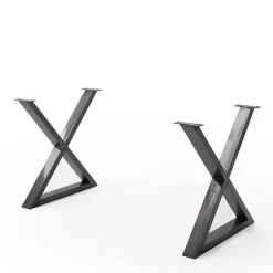 Wohnen Grauer Naturkantentisch mit X-Beinen - Tyrelia