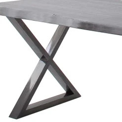 Wohnen Grauer Naturkantentisch mit X-Beinen - Tyrelia