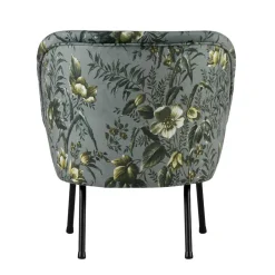 Wohnen Grauer Polstersessel mit Blumen Muster Melissa im Retro Look