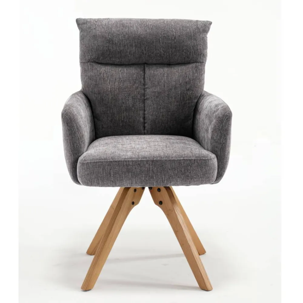 Wohnen Küchenstühle|Esszimmerstühle*Grauer Tischsessel mit Federkern - Cregorian (2er Set)