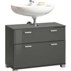 Wohnen Grauer Unterschrank fürs Waschbecken Hochglanz - Ulivia