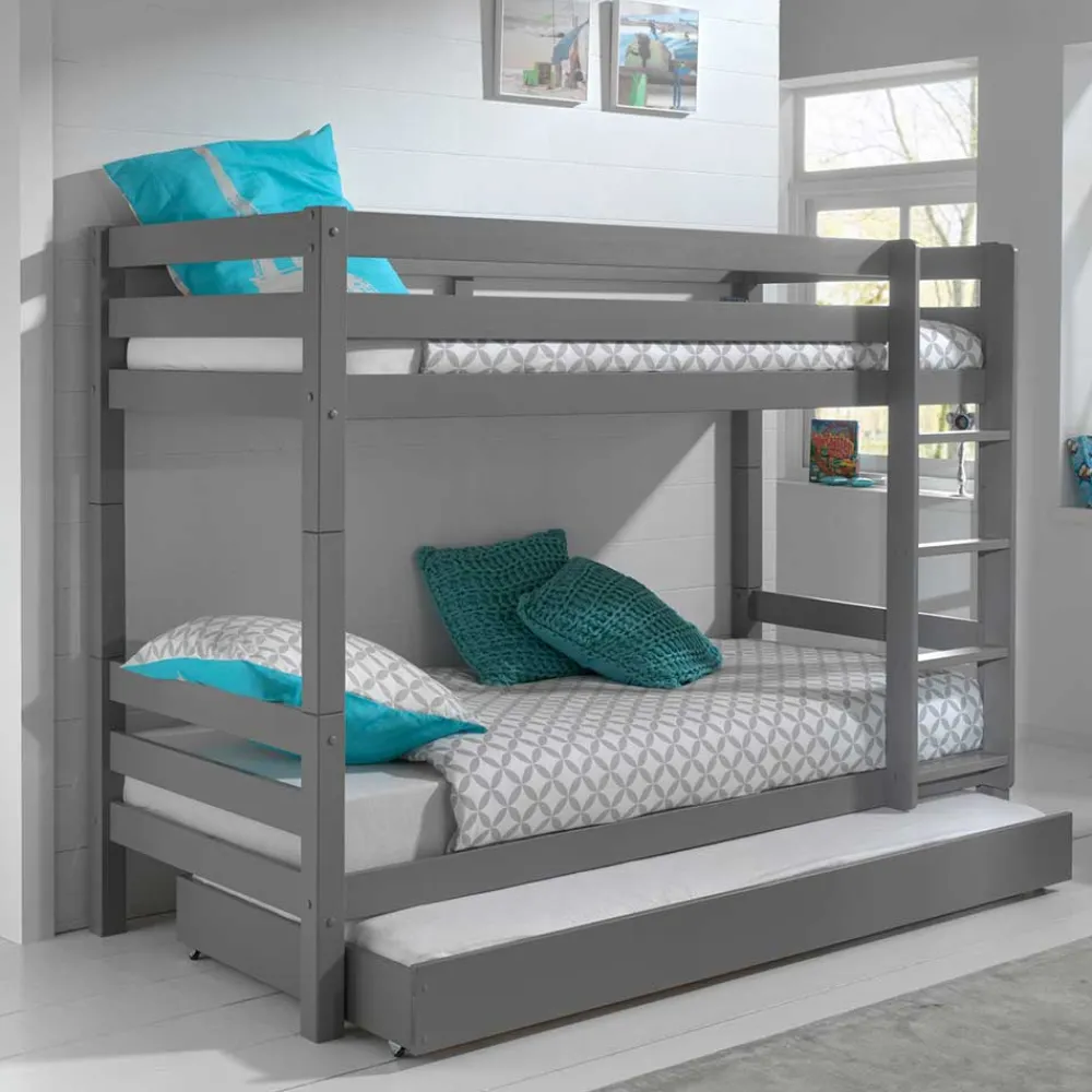 Kinder Wohnen Graues Etagenbett mit Ausziehbett - Akreditarus