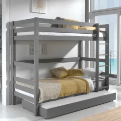 Kinder Wohnen Graues Etagenbett mit Ausziehbett - Akreditarus
