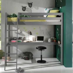 Wohnen Jugendbetten|Kindermöbel*Graues Hochbett mit Schreibtisch Arbeitsplatz - Tollow