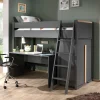 Wohnen Kinderbetten*Graues Hochbett mit Schreibtisch - Mystik (dreiteilig)