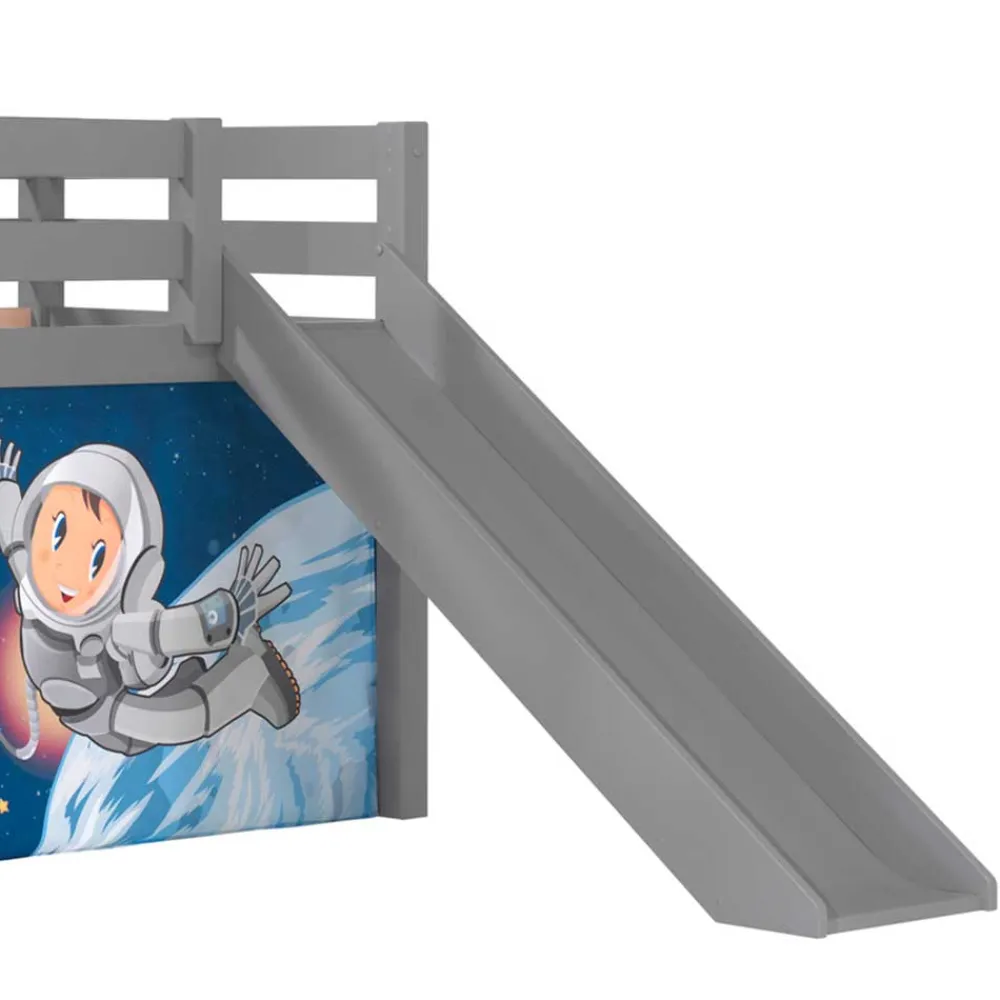 Wohnen Kindermöbel|Kinderbetten*Graues Hochbett Rutschbett Astronaut - Province