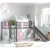 Wohnen Kindermöbel|Kinderbetten*Graues Mädchen-Hochbett mit Rutsche - Borgio