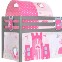 Wohnen Graue Möbel|Jugendbetten*Graues Prinzessin Hochbett mit Tunnel - Lasito