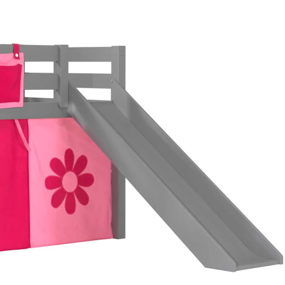 Kinder Wohnen Graues Spielbett Rutschbett mit Vorhang - Taupos