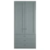 Wohnen Graugrüner Kleiderschrank 2-türig mit 3 Schubladen - Rajavo