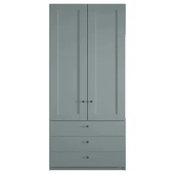 Wohnen Graugrüner Kleiderschrank 2-türig mit 3 Schubladen - Rajavo