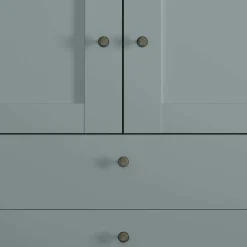 Wohnen Graugrüner Kleiderschrank 2-türig mit 3 Schubladen - Rajavo