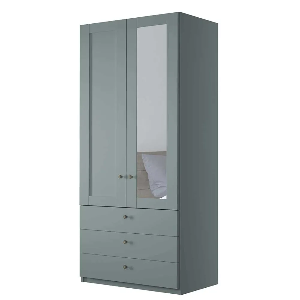 Wohnen Graugrüner Kombi-Kleiderschrank 100 cm breit - Rajavo