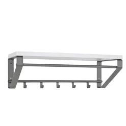 Wohnen Grau-Weiße Hängegarderobe Probian mit Hutablage