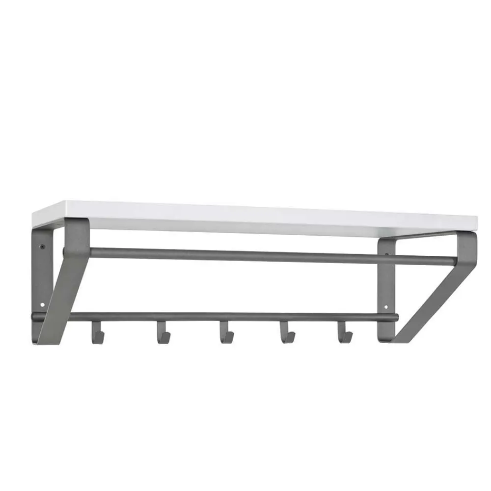 Wohnen Grau-Weiße Hängegarderobe Probian mit Hutablage