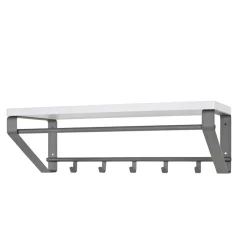 Wohnen Grau-Weiße Hängegarderobe Probian mit Hutablage