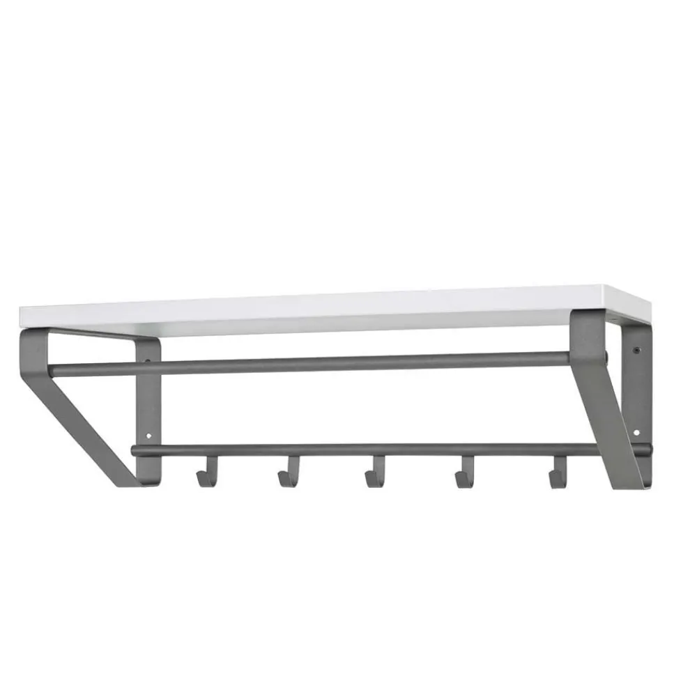 Wohnen Grau-Weiße Hängegarderobe Probian mit Hutablage