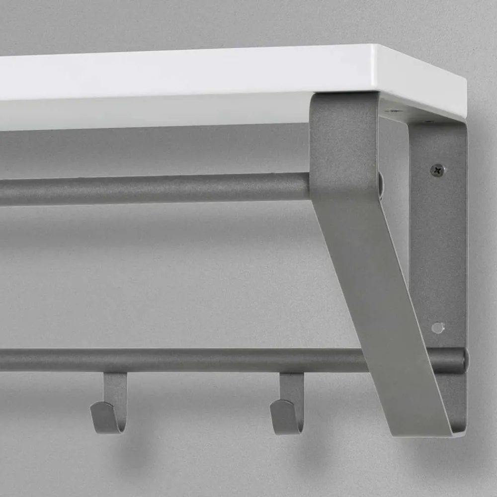 Wohnen Grau-Weiße Hängegarderobe Probian mit Hutablage