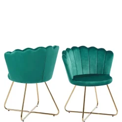 Wohnen Retro Möbel|Designermöbel*Grüne Muschelstühle aus Samt - Baly (2er Set)