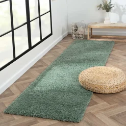 Wohnen Grüner Läufer Teppich mit hohem Flor - Lura