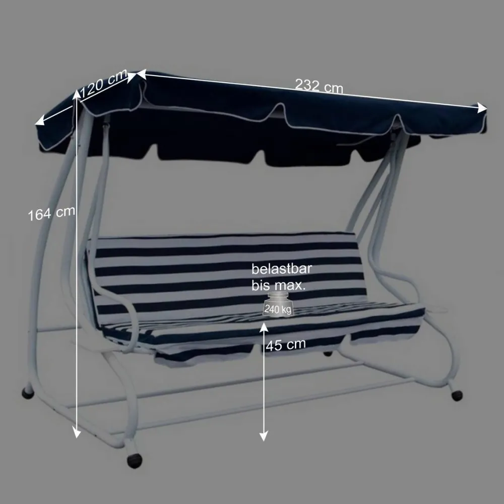 Wohnen Hollywoodschaukeln*Grün-weiße Hollywoodschaukel Lilames mit Streifen