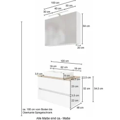 Wohnen Graue Möbel|Glasmöbel*Große Badmöbel Ausstattung im Set - Noricas (fünfteilig)