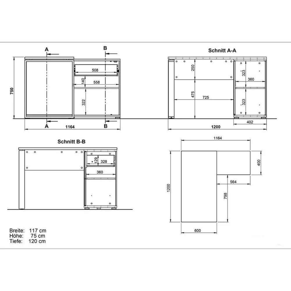 Wohnen Große Büro Einrichtung komplett - Situatica (vierteilig)