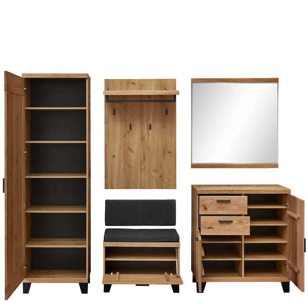 Wohnen Große Flureinrichtung als Set - Elprisca (fünfteilig)