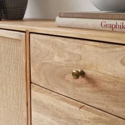 Wohnen Große Kombi-Kommode aus Mangoholz & Rattan - Kanados