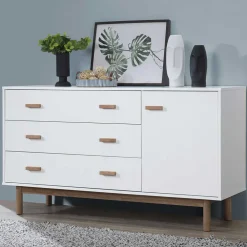 Wohnen Küchenschränke|Sideboards*Große Kombi-Kommode in Weiß mit Eiche - Savuta