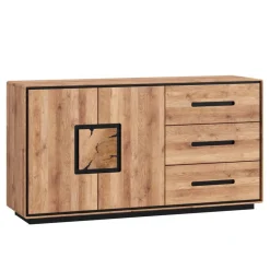 Wohnen Sideboards & Kommoden|Sideboards & Kommoden*Große Kombi-Kommode in Wildeiche mit Schwarz - Shipper