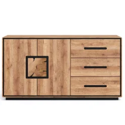 Wohnen Sideboards & Kommoden|Sideboards & Kommoden*Große Kombi-Kommode in Wildeiche mit Schwarz - Shipper