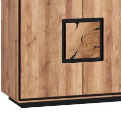 Wohnen Sideboards & Kommoden|Sideboards & Kommoden*Große Kombi-Kommode in Wildeiche mit Schwarz - Shipper