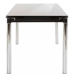 Wohnen Großer Ausziehtisch aus Schwarzglas & Chrom - Tedyra