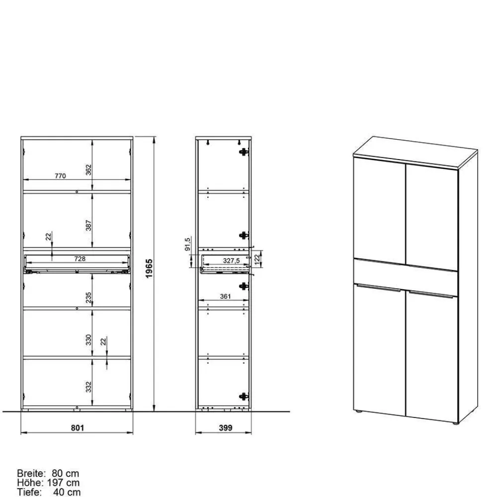 Wohnen Büroschränke*Großer Officeschrank mit vier Türen - Tila