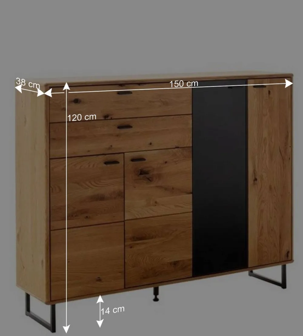 Wohnen Großes Highboard mit Metall Bügelgestell - Flacona
