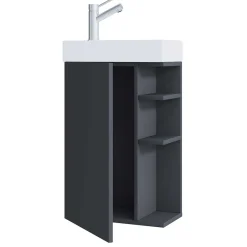 Wohnen Waschtisch|Waschbeckenunterschränke*Gäste WC Waschtisch in Anthrazit mit Weiß - Fabio