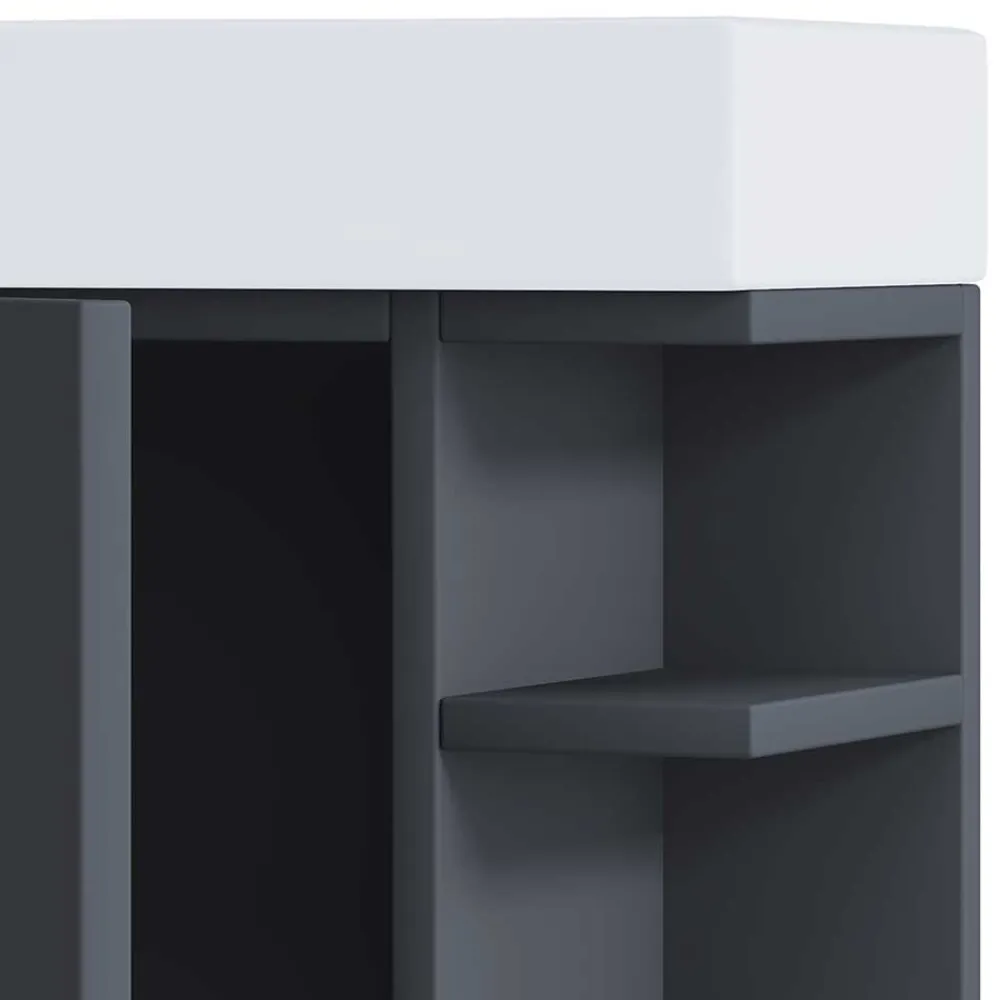 Wohnen Waschtisch|Waschbeckenunterschränke*Gäste WC Waschtisch in Anthrazit mit Weiß - Fabio