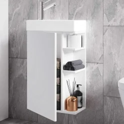 Wohnen Waschtisch|Waschbeckenunterschränke*Gäste WC Waschtisch in Weiß hängend - Croscony