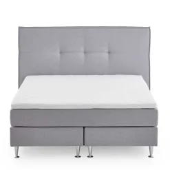 Wohnen Betten|Betten*H3 Boxspringbett in Hellgrau Stoff & Chrom - Tuwedia