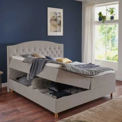 Wohnen Braune Möbel*H3 Komplettbett mit Bettkasten in Hellbraun - Furcia