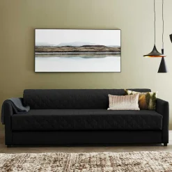 Wohnen Schlafsofas*H2 Schlafcouch mit Topper in Schwarz Stoff - Casmanian