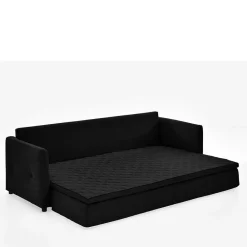 Wohnen Schlafsofas*H2 Schlafcouch mit Topper in Schwarz Stoff - Casmanian