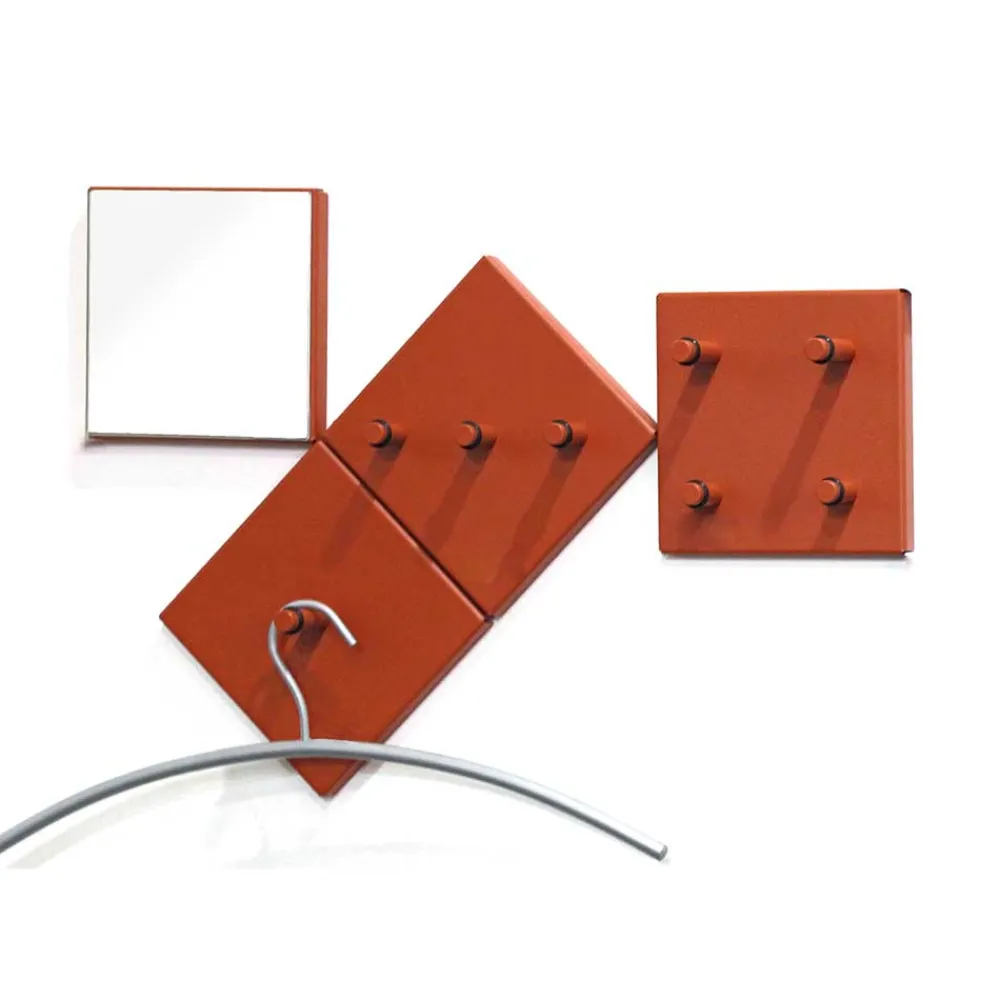 Wohnen Bürogarderoben*Hakenleisten Set Adrionata in Rot Hochglanz (vierteilig)