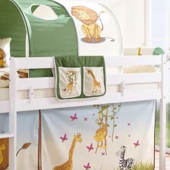 Kinder Wohnen Halbhochbett Zentry mit Vorhang und Tunnel